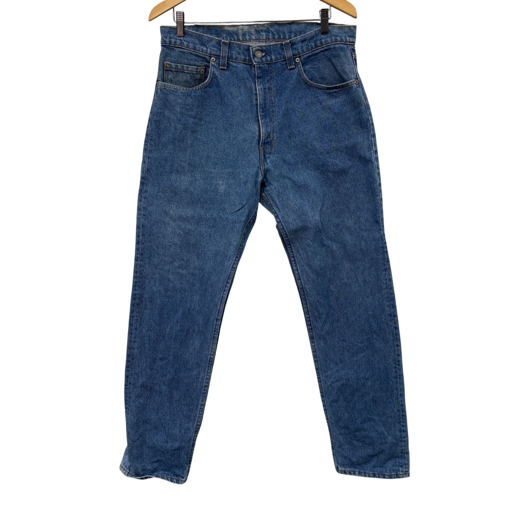 Vintage‎ 80s Levis 505 Straight Leg Jean Medium Wash Blue Made in USA 36x31 Mens